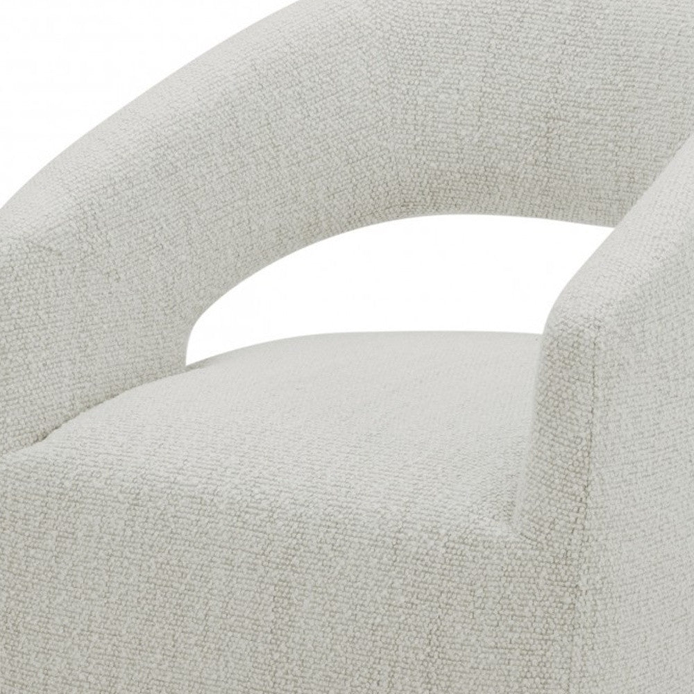 26" Cream Textured Polyester Modern Arm Chair