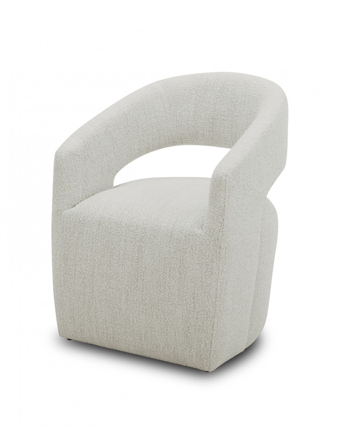 26" Cream Textured Polyester Modern Arm Chair