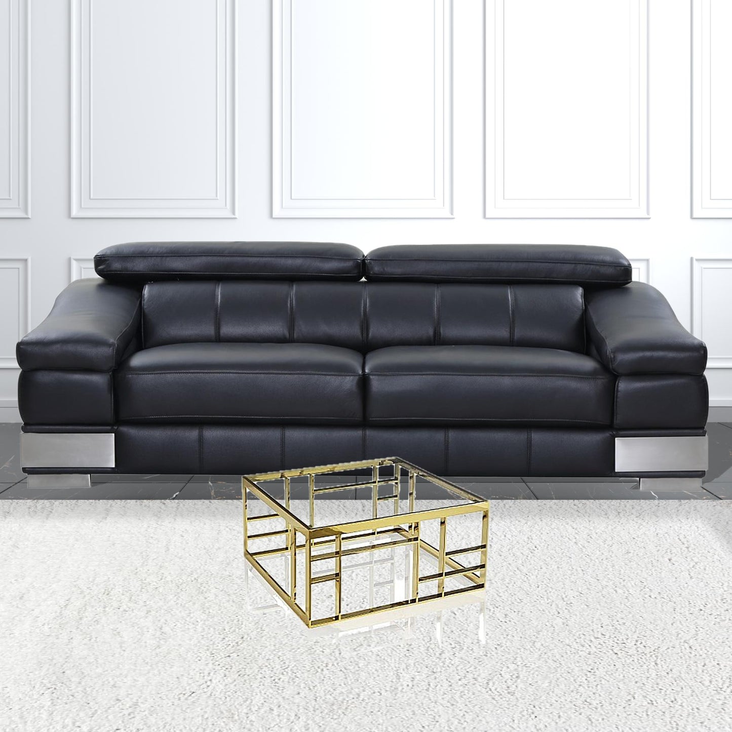 40" Gold And Clear Glass Square Coffee Table