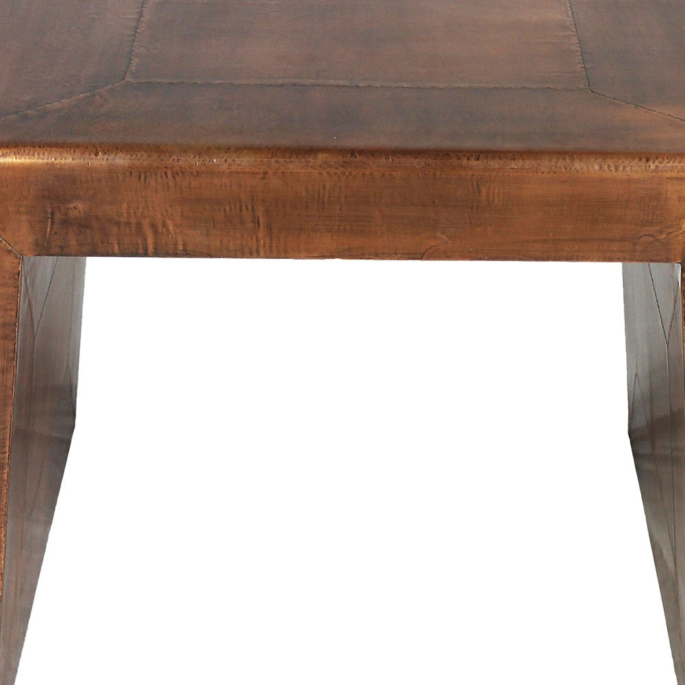 24" Copper Rustic Solid Wood Square End Table