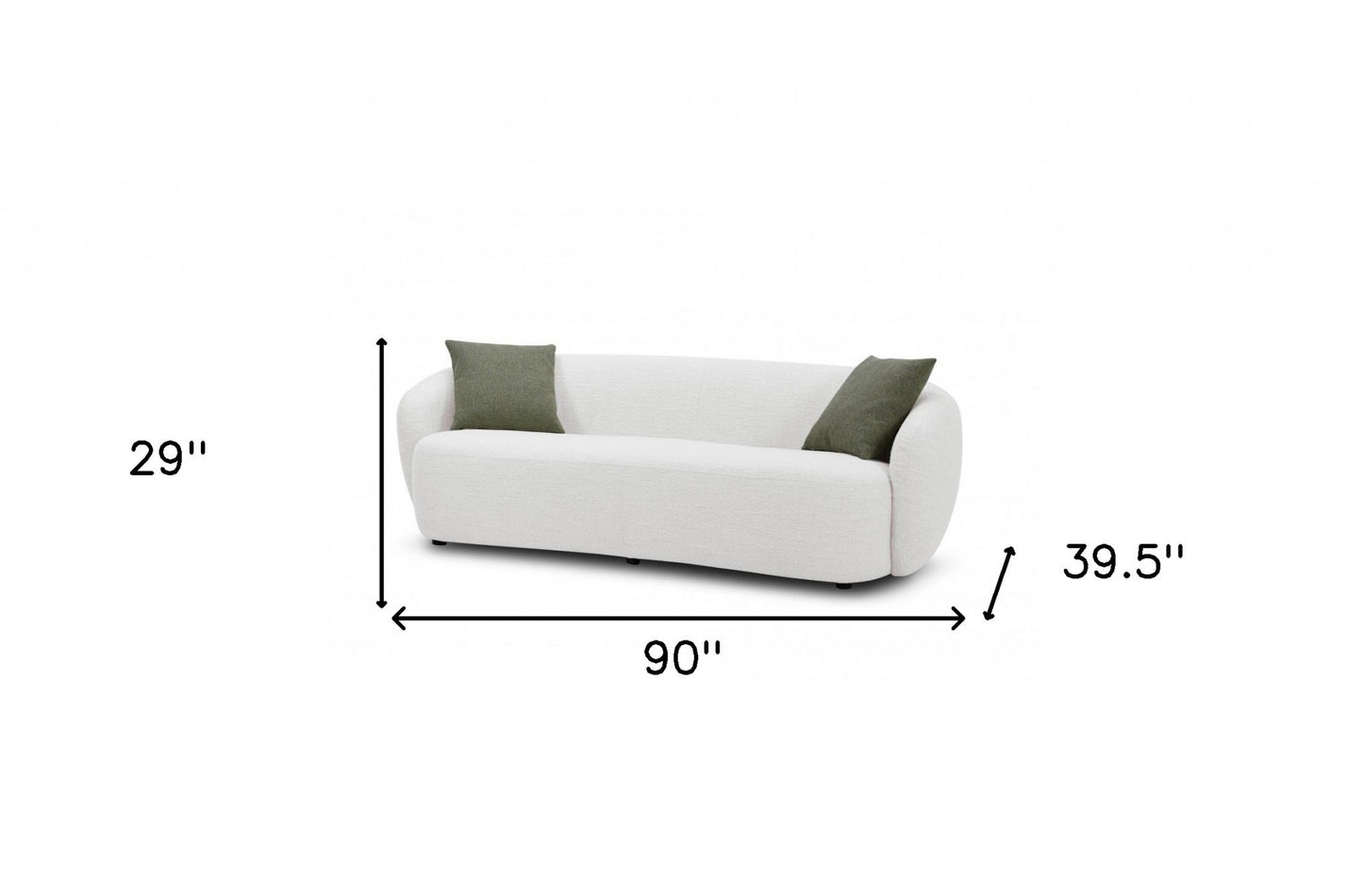 90" Off White Textured Fabric Sofa