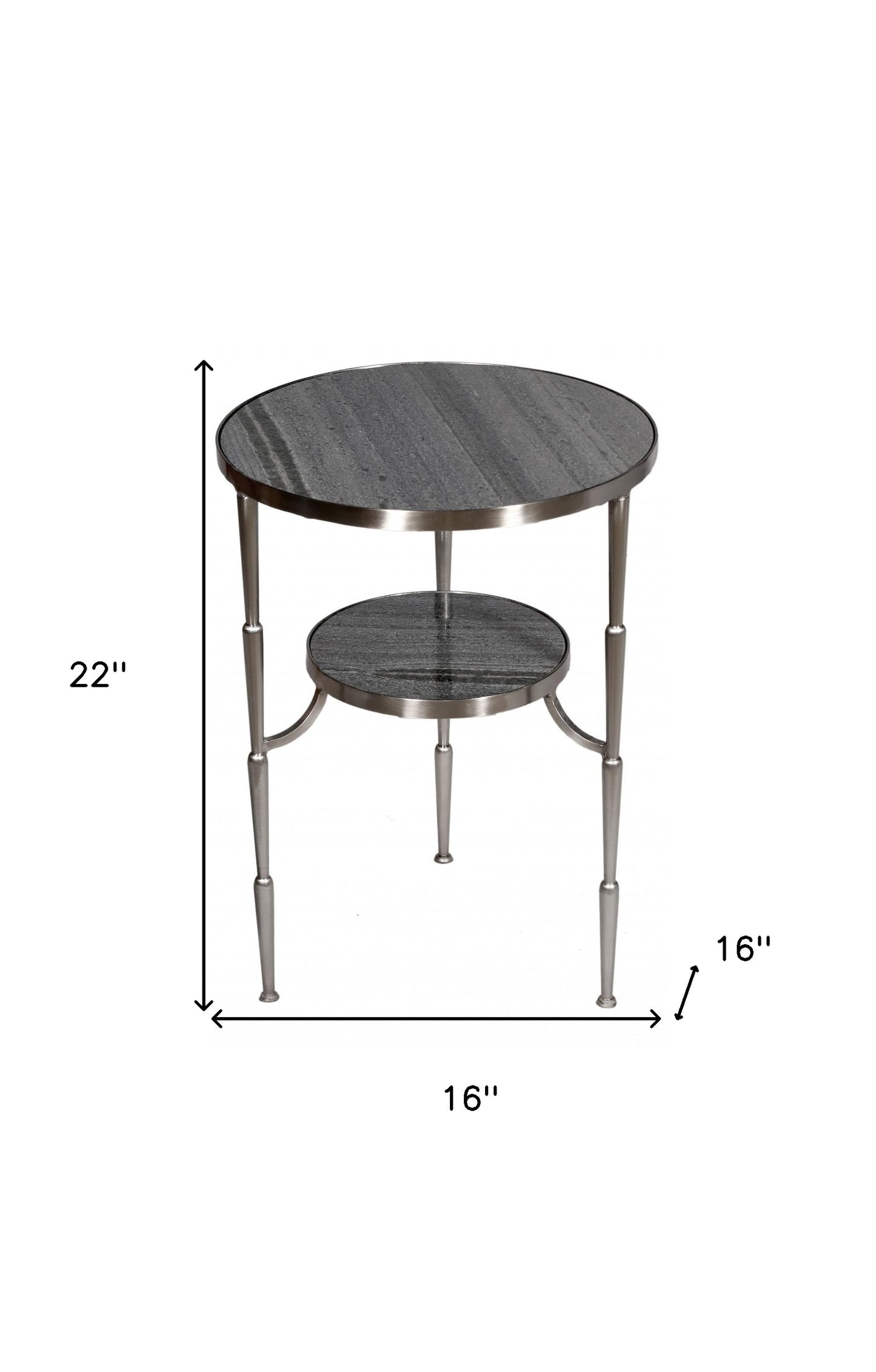 22" Nickel Marble And Iron Round End Table