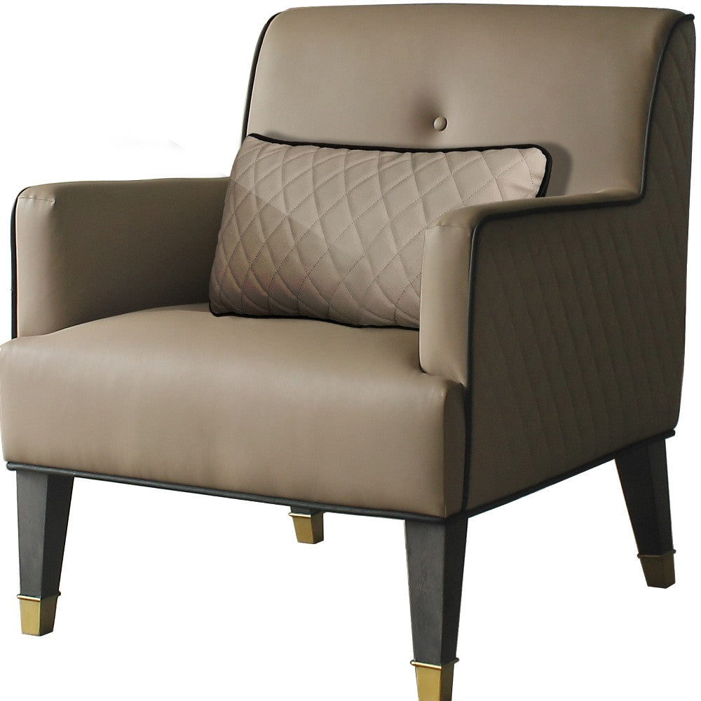 30" Charcoal Polyurethane And Gold Solid Color Club Chair