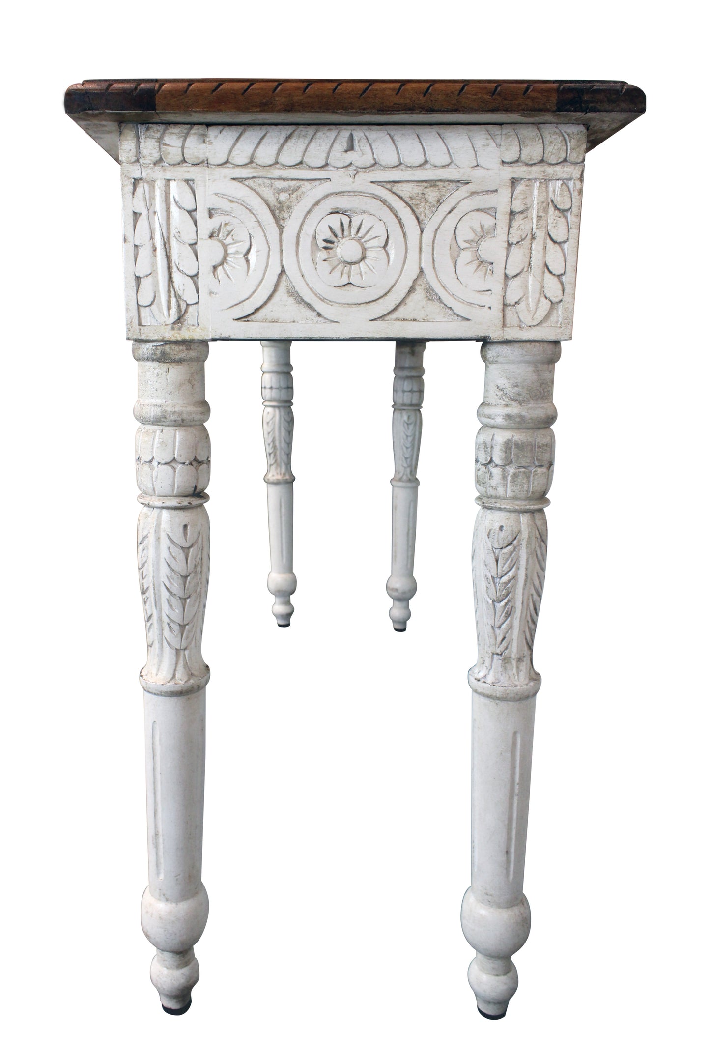 48" Natural and White Solid Wood Distressed Console Table