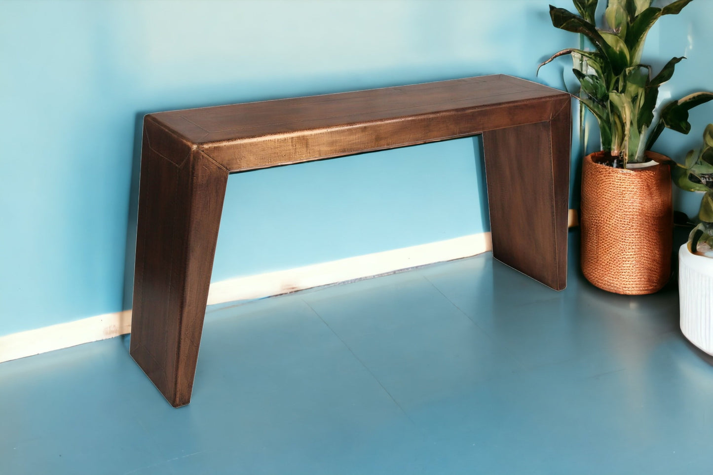 60" Copper Aluminum Sled Console Table