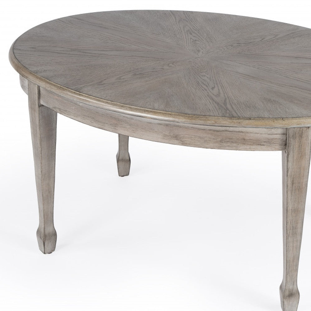 38" DriftWood Solid And Manufactured Wood Oval Distressed Coffee Table