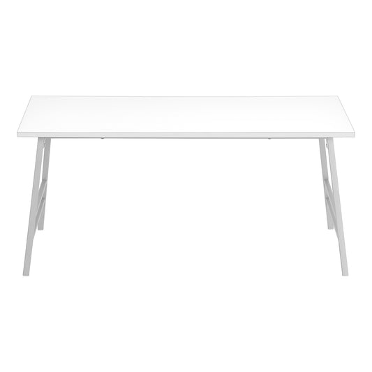 40" White And Silver Rectangular Coffee Table