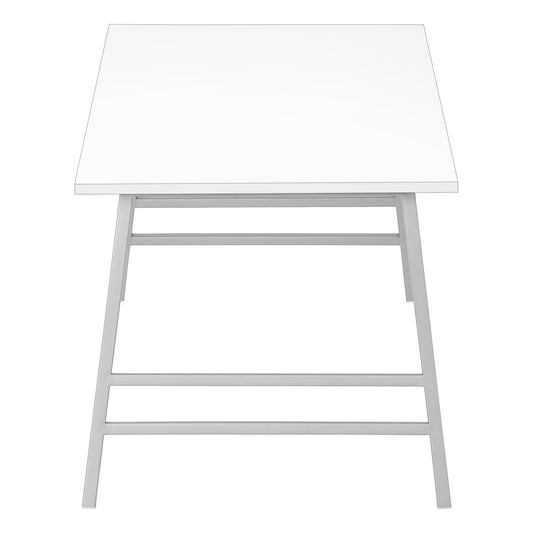 40" White And Silver Rectangular Coffee Table