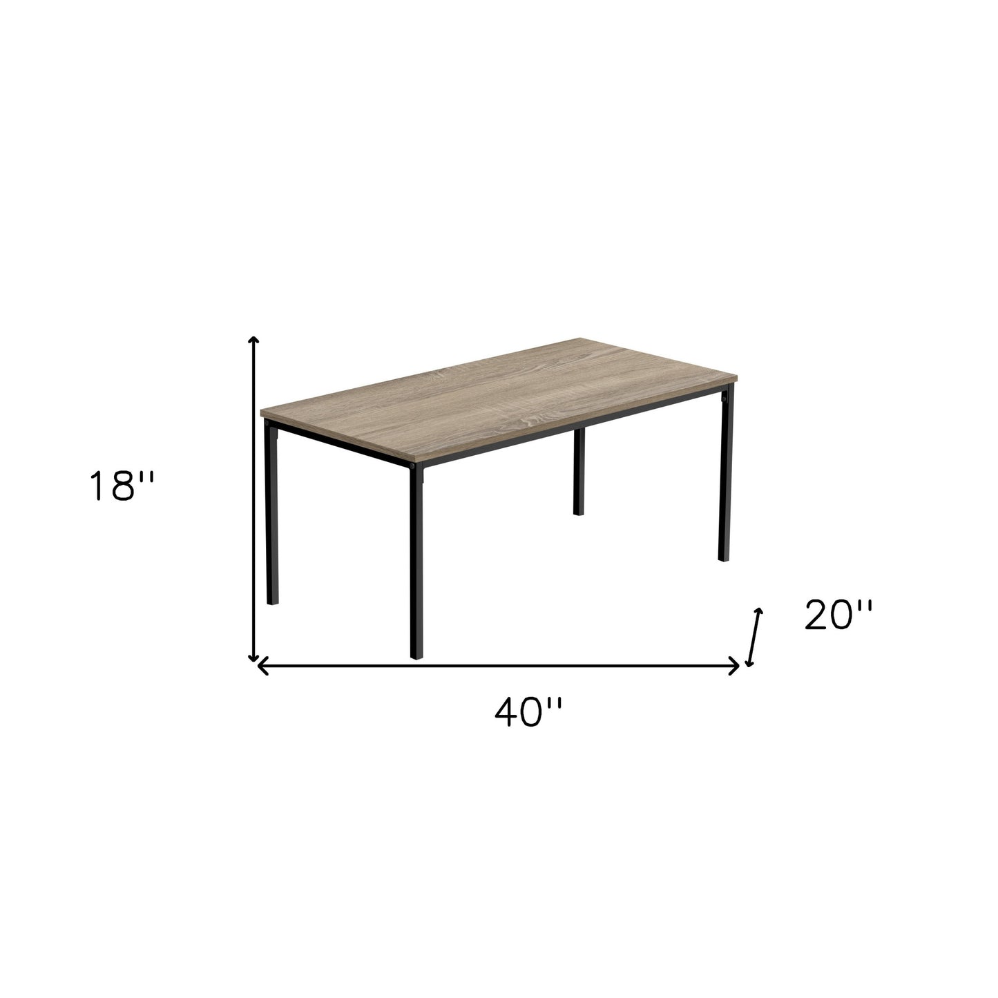 40" Dark Taupe And Black Rectangular Coffee Table