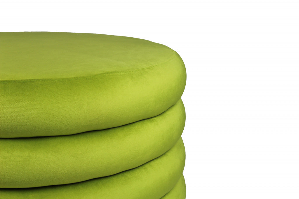 21" Green Velvet Tufted Round Cocktail Ottoman