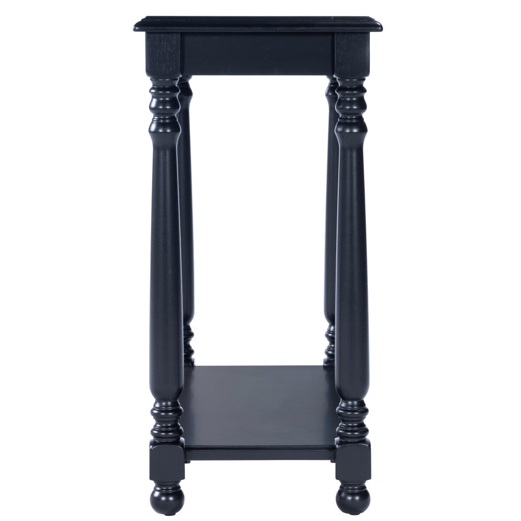 24" Black Manufactured Wood Rectangular End Table With Shelf