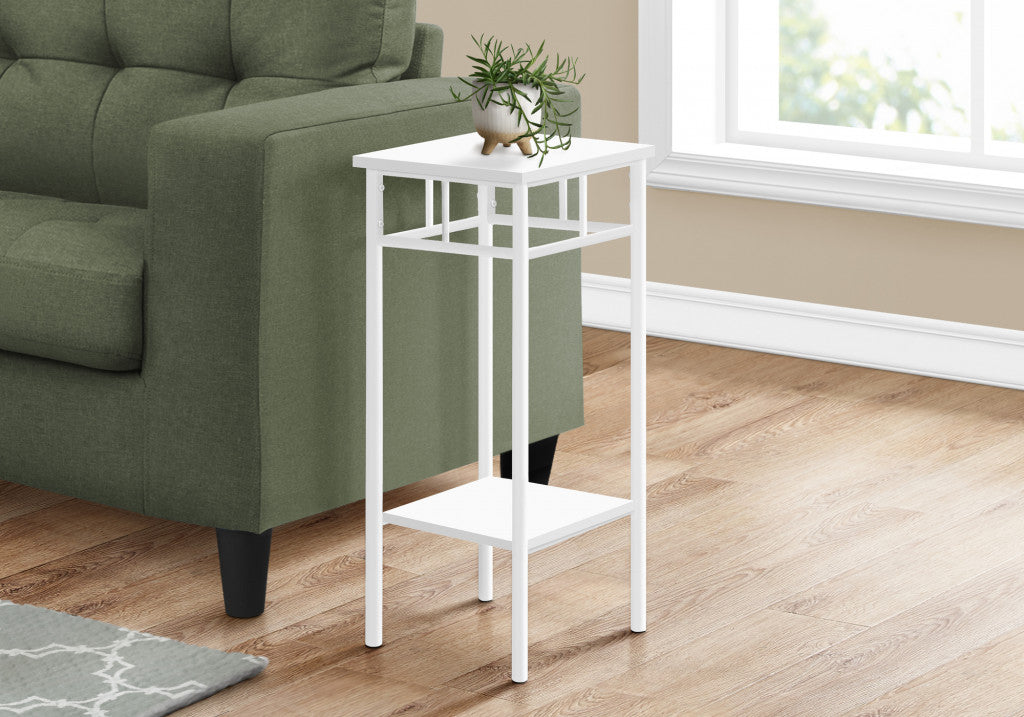 28" White End Table With Shelf