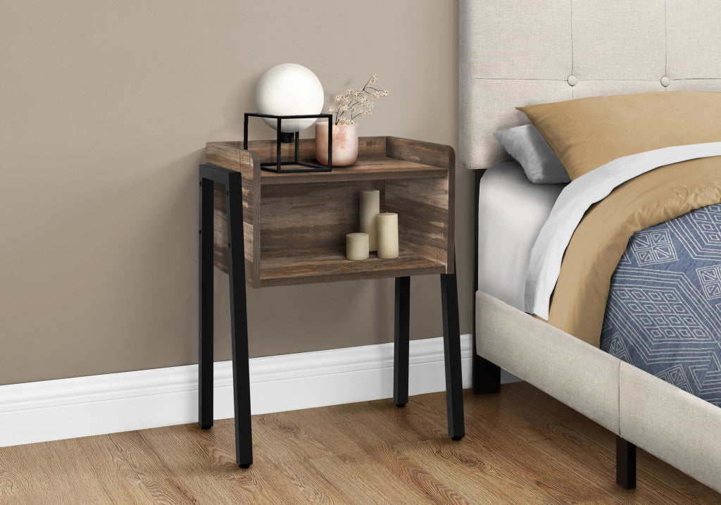 23" Black And Brown End Table With Shelf