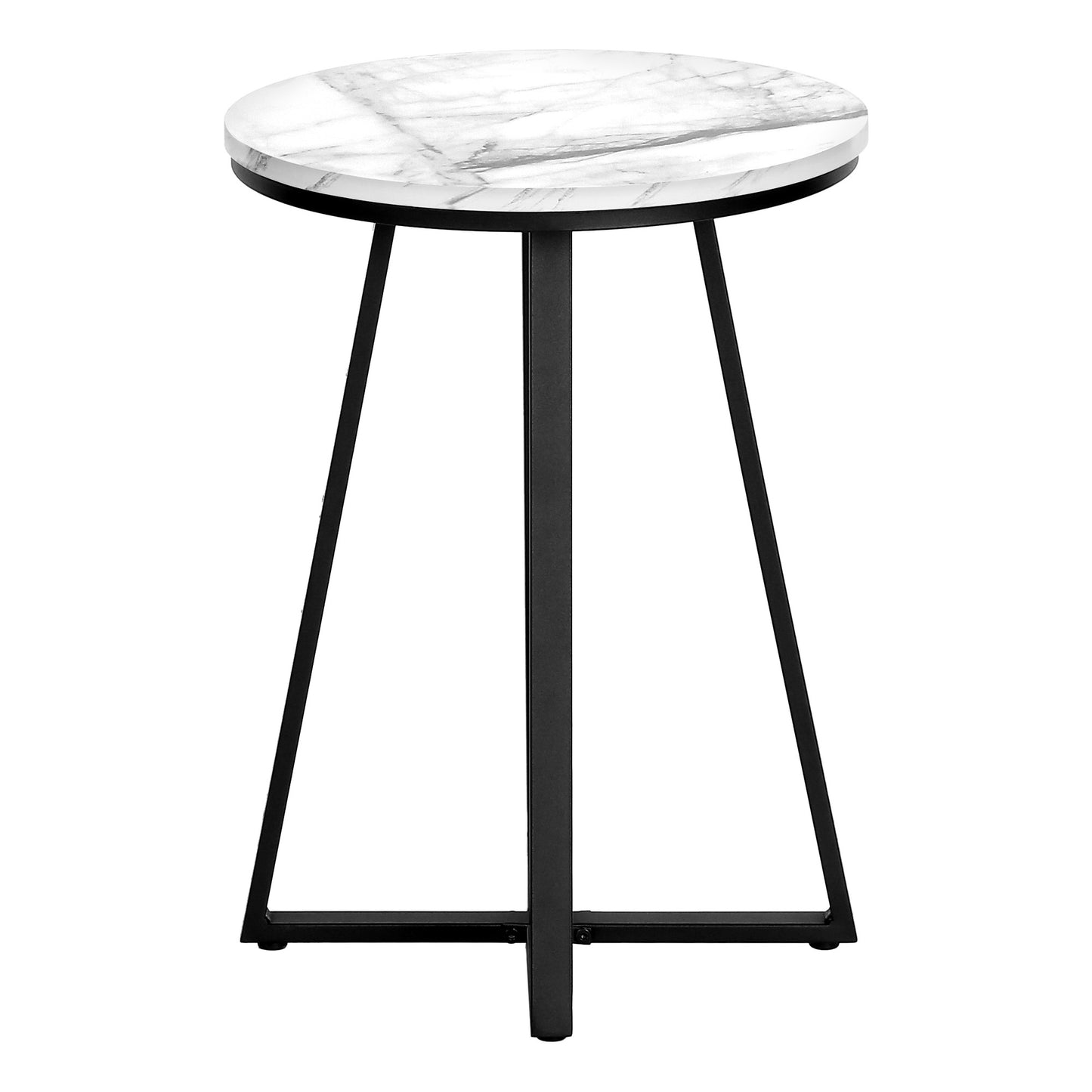 22" Black And White Faux Marble Round End Table