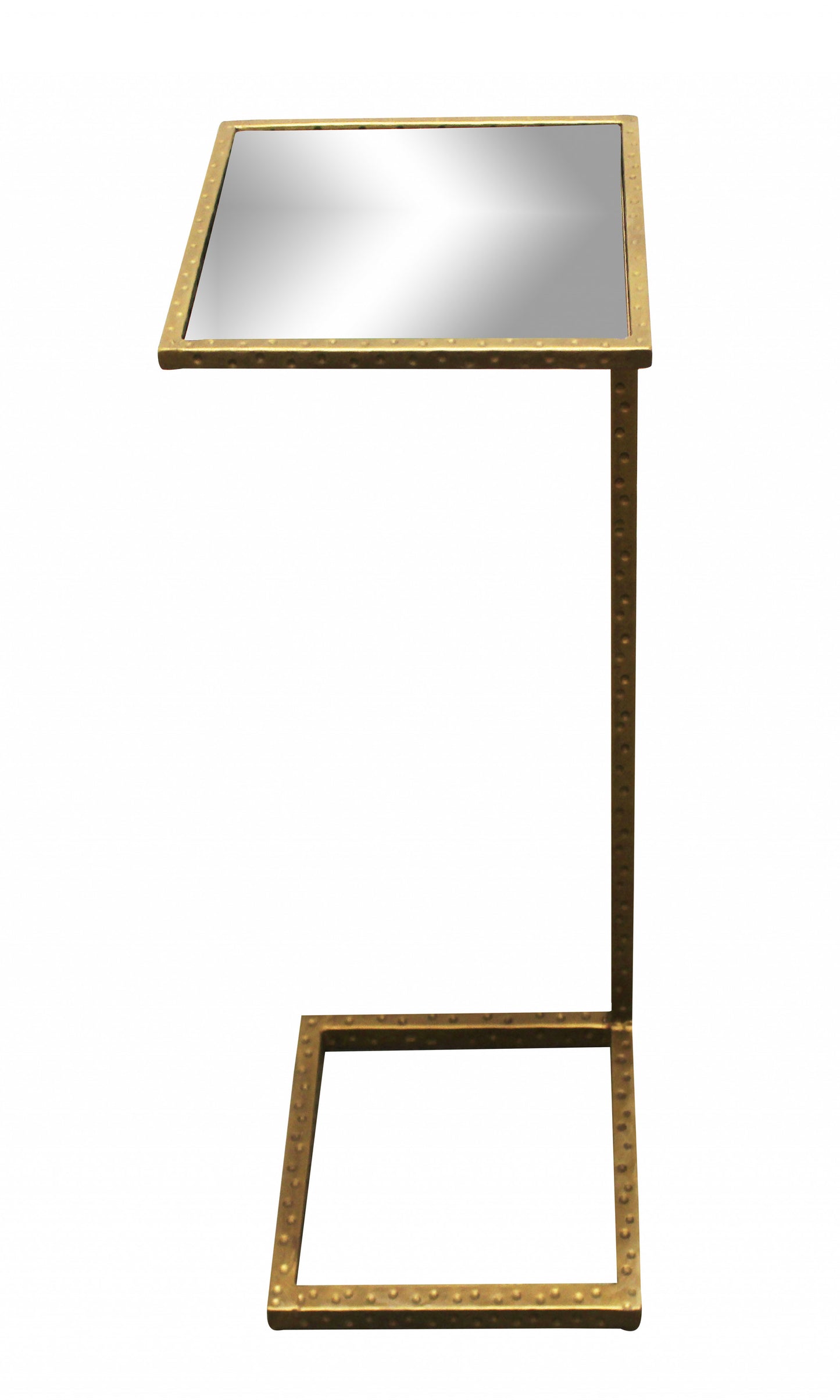 27" Brass And Silver Mirrored And Iron Square End Table