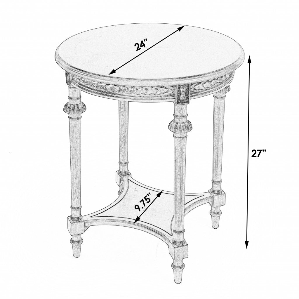 27" Medium Brown Manufactured Wood Round End Table With Shelf