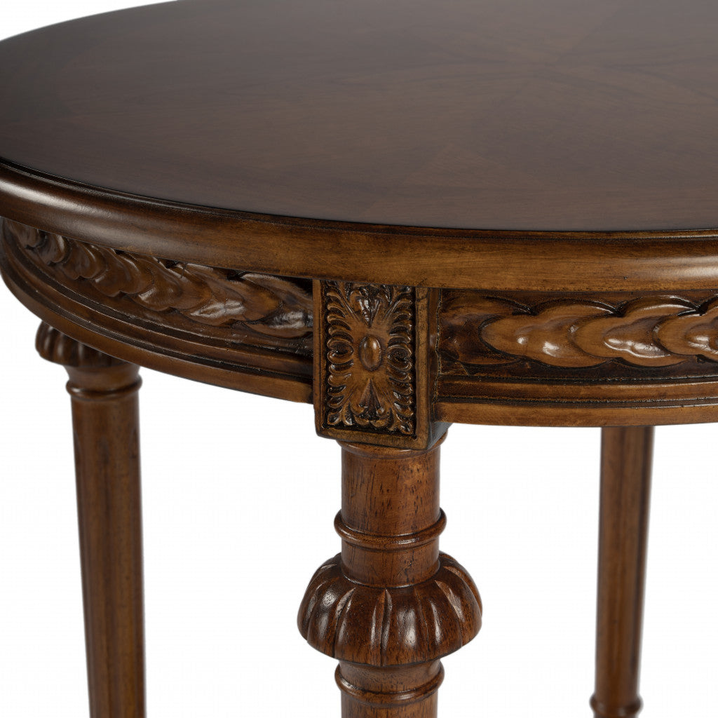 27" Medium Brown Manufactured Wood Round End Table With Shelf