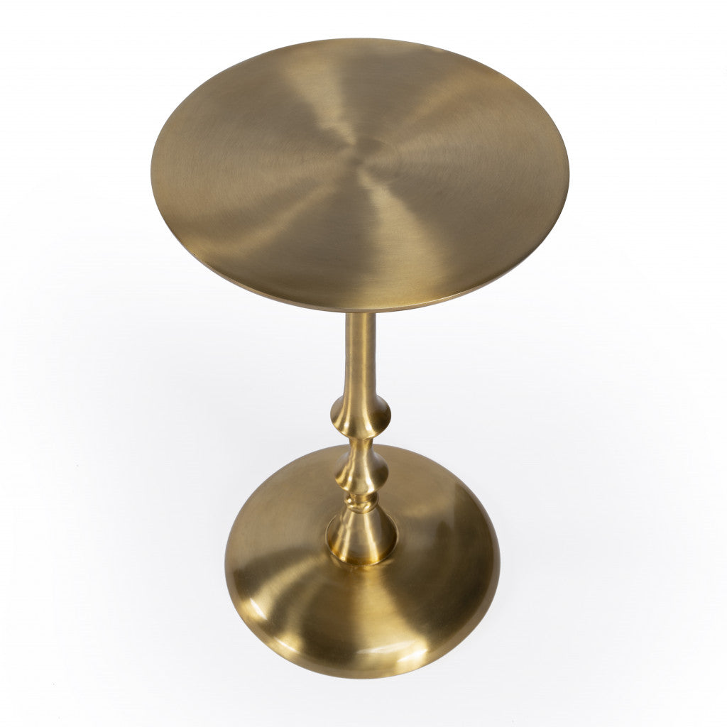 19" Gold Aluminum Round Pedestal End Table