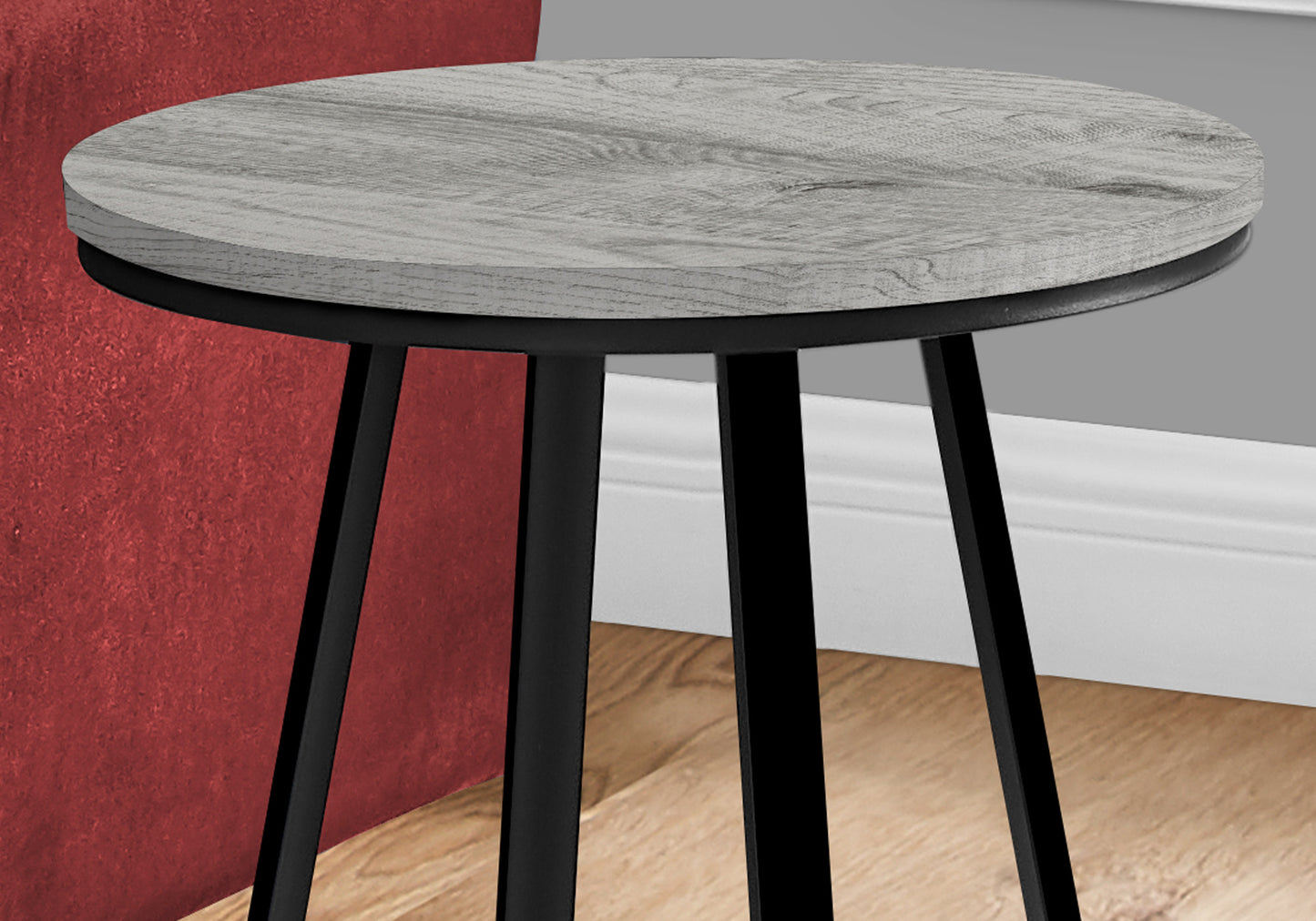 22" Black And Grey Round End Table