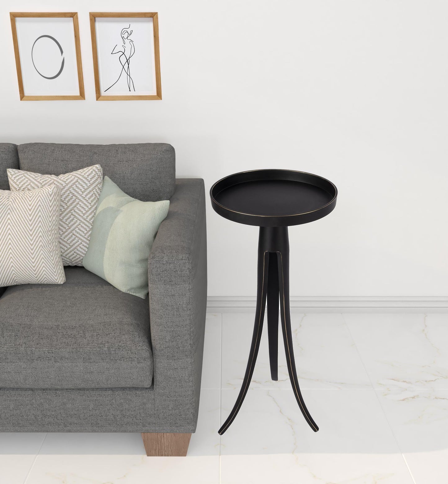 24" Black Aluminum Round End Table