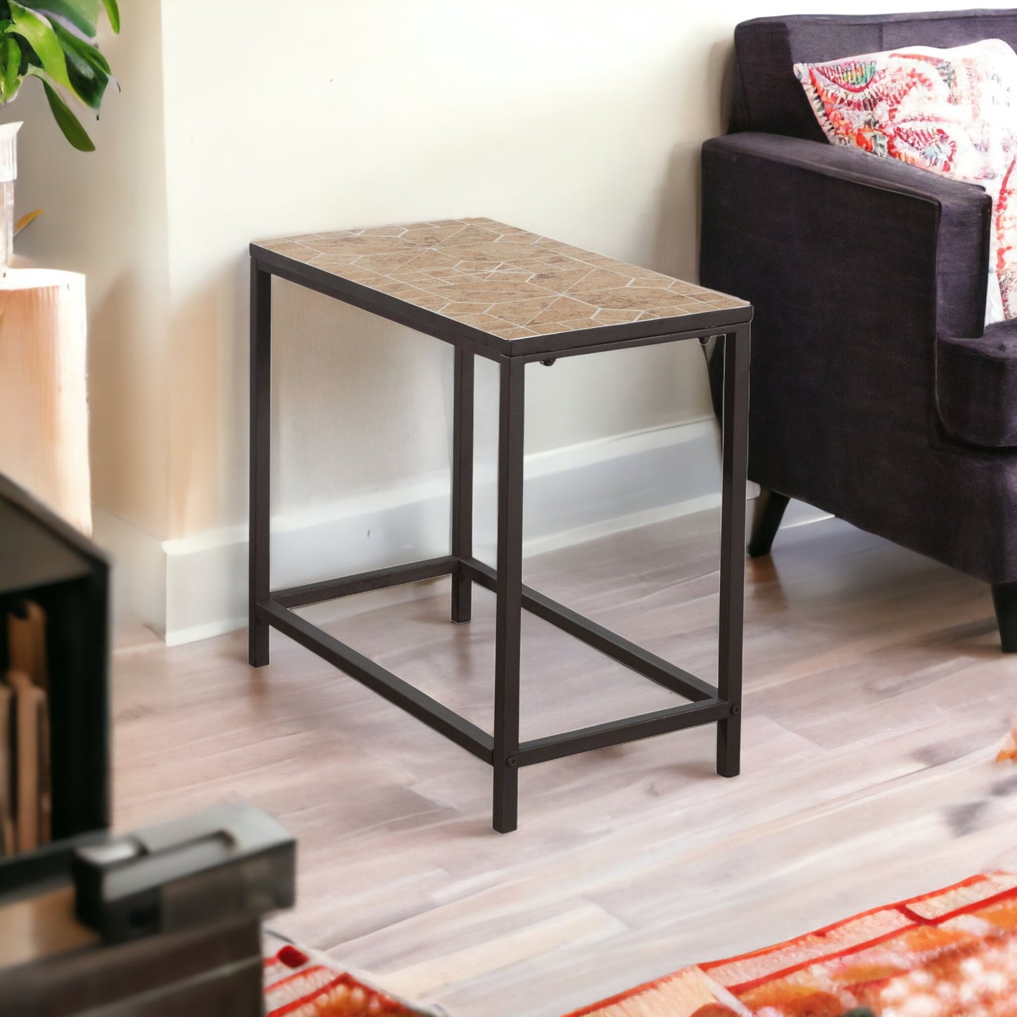 22" Brown Tile End Table