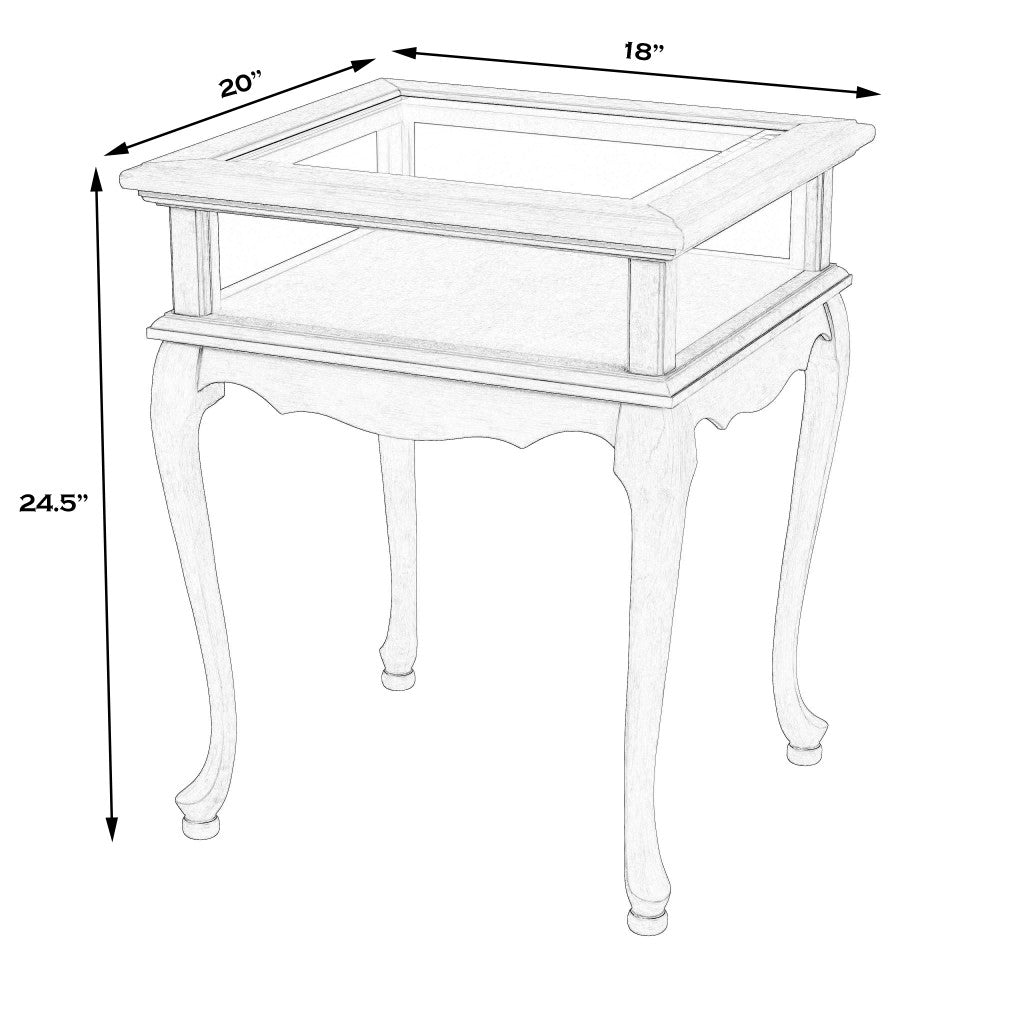 25" Beige Glass Rectangular End Table