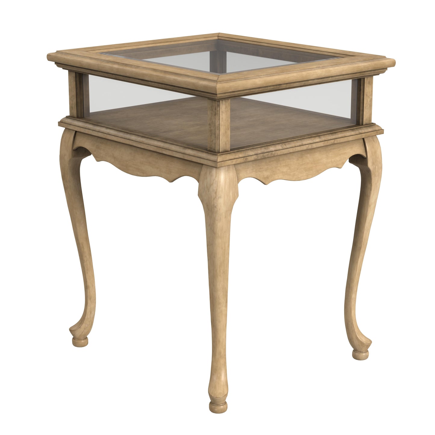 25" Beige Glass Rectangular End Table