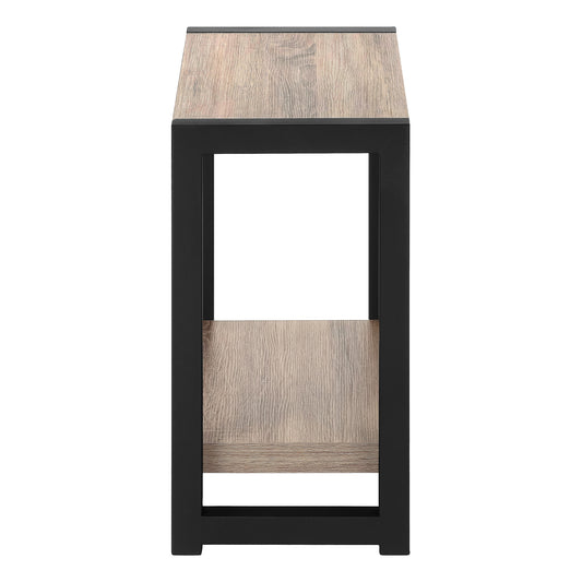 22" Black And Dark Taupe End Table With Shelf