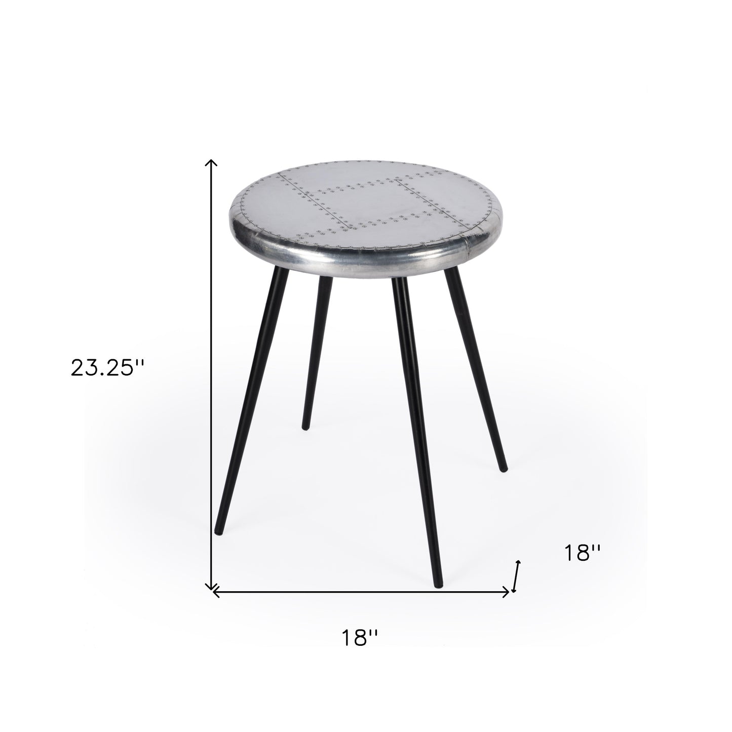 23" Aluminum and Manufactured Wood Aviator Round End Table