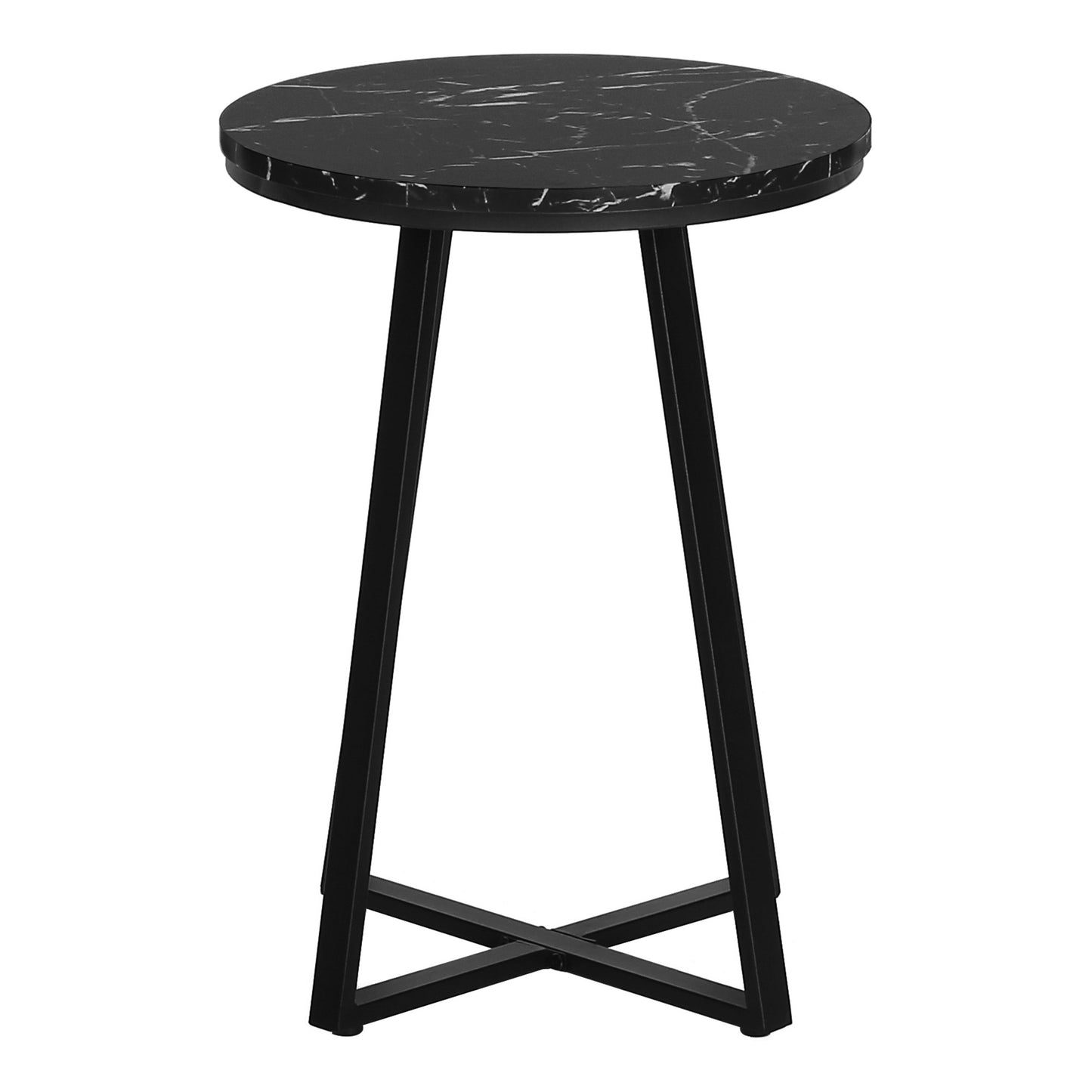 22" Black Faux Marble Round End Table