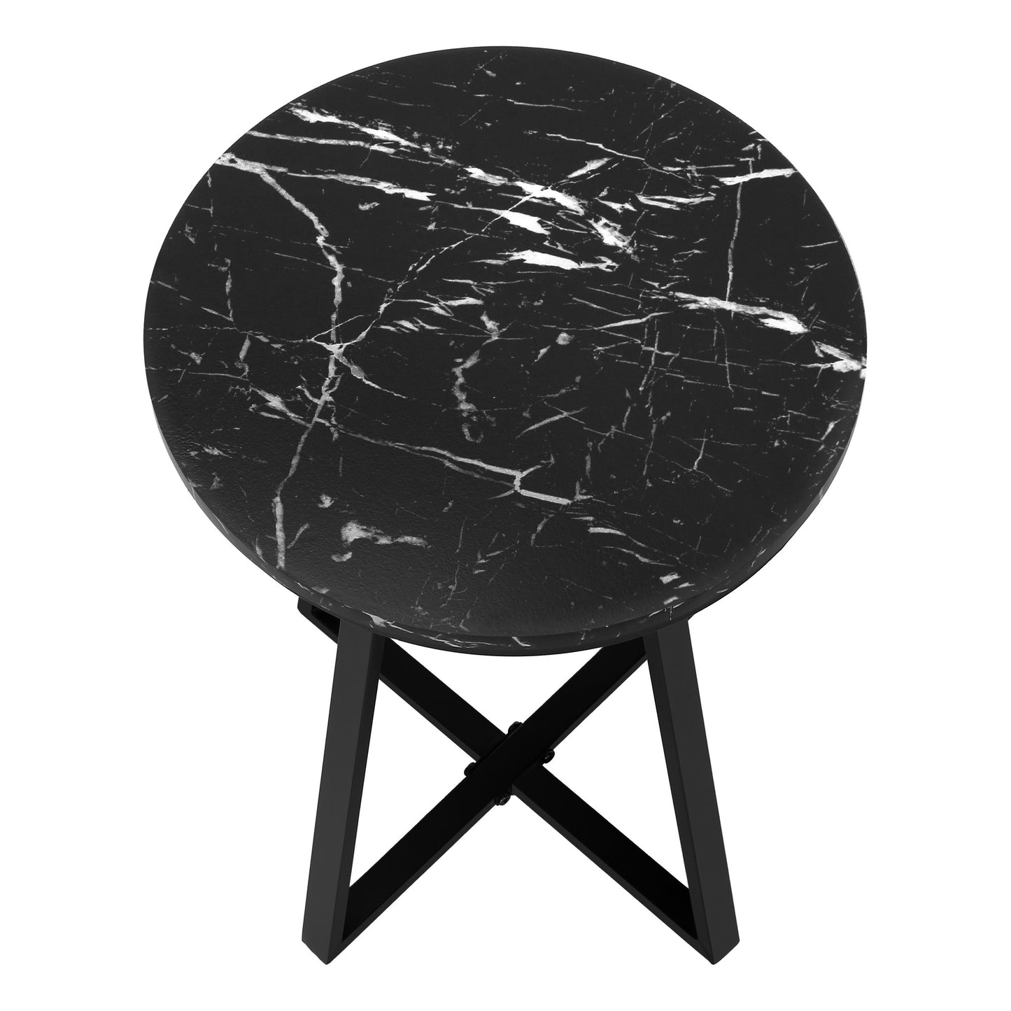 22" Black Faux Marble Round End Table