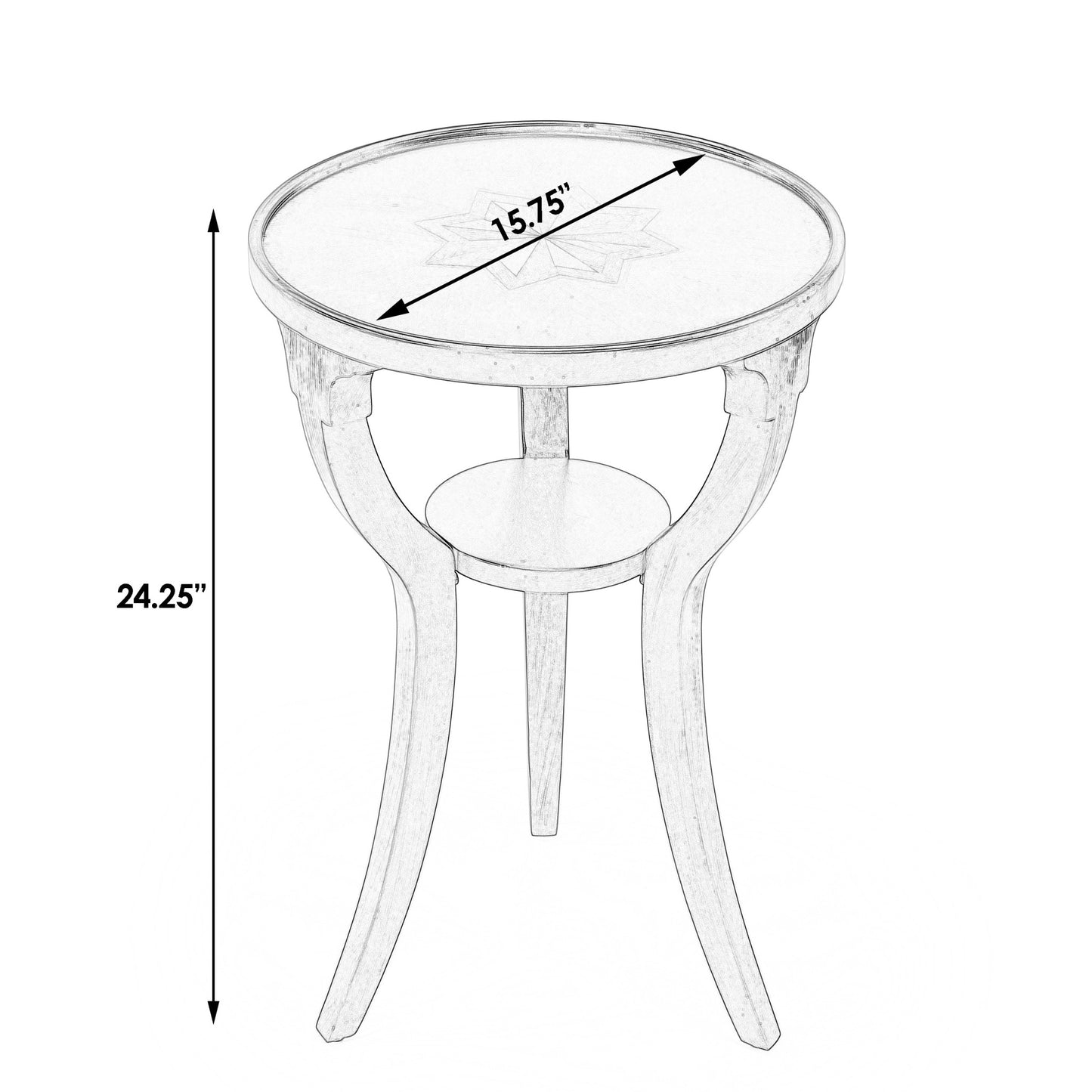 24" Beige Manufactured Wood Round End Table With Shelf