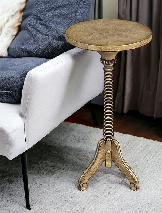 24" Beige Manufactured Wood Round End Table