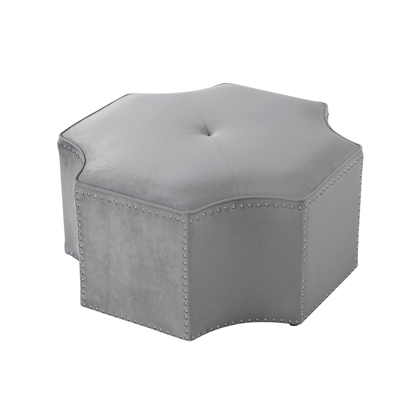 33" Gray Linen Specialty Cocktail Ottoman