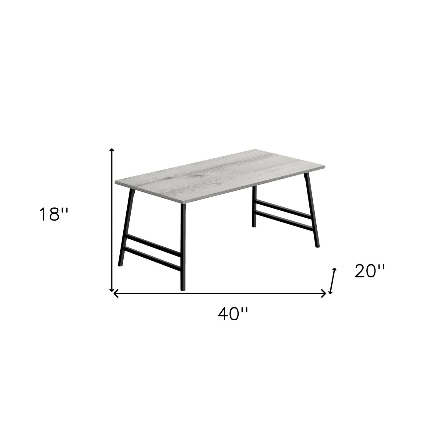 40" Grey And Black Rectangular Coffee Table