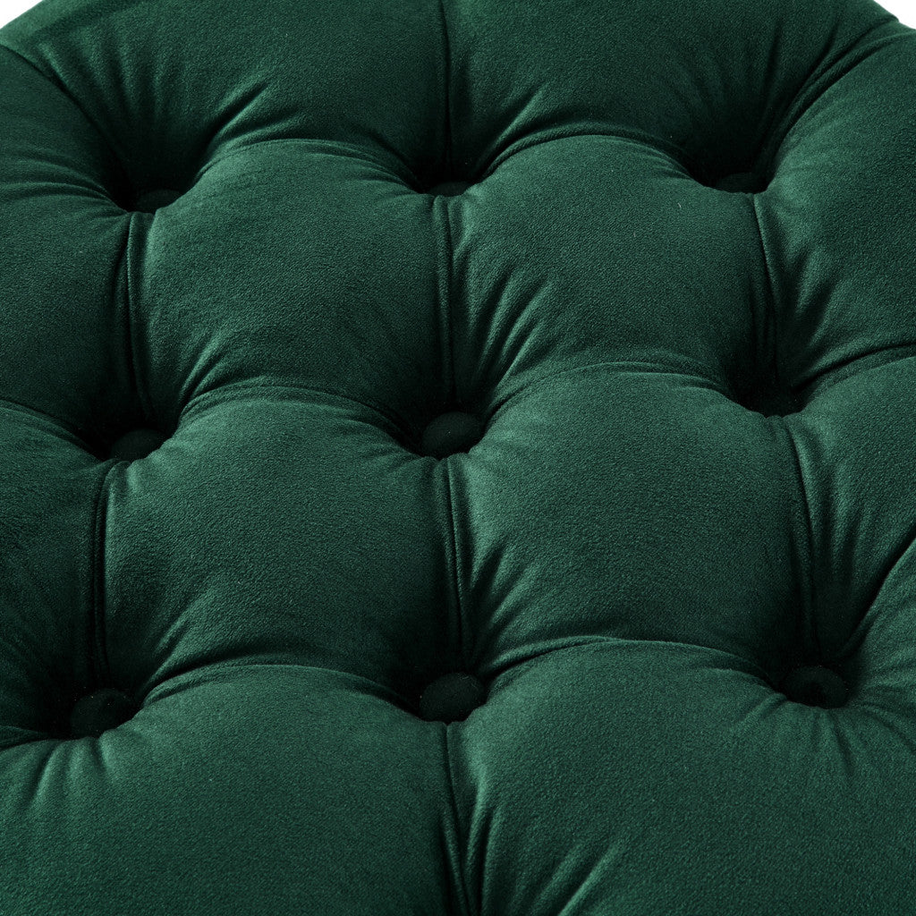 18" Hunter Green Velvet And Black Tufted Storage