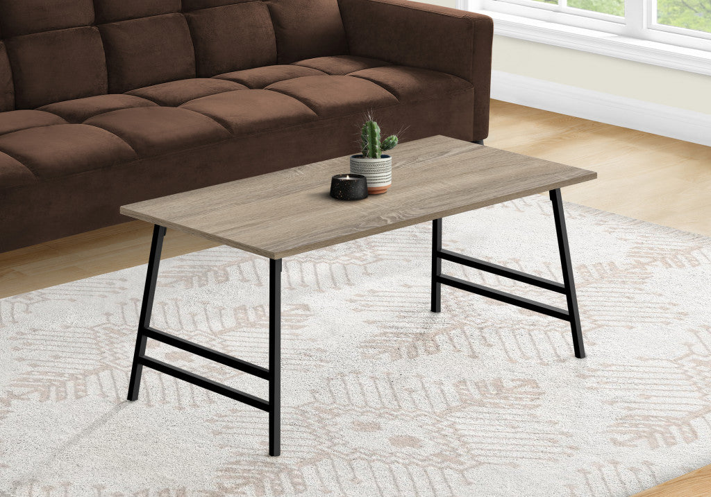 40" Dark Taupe And Black Rectangular Coffee Table