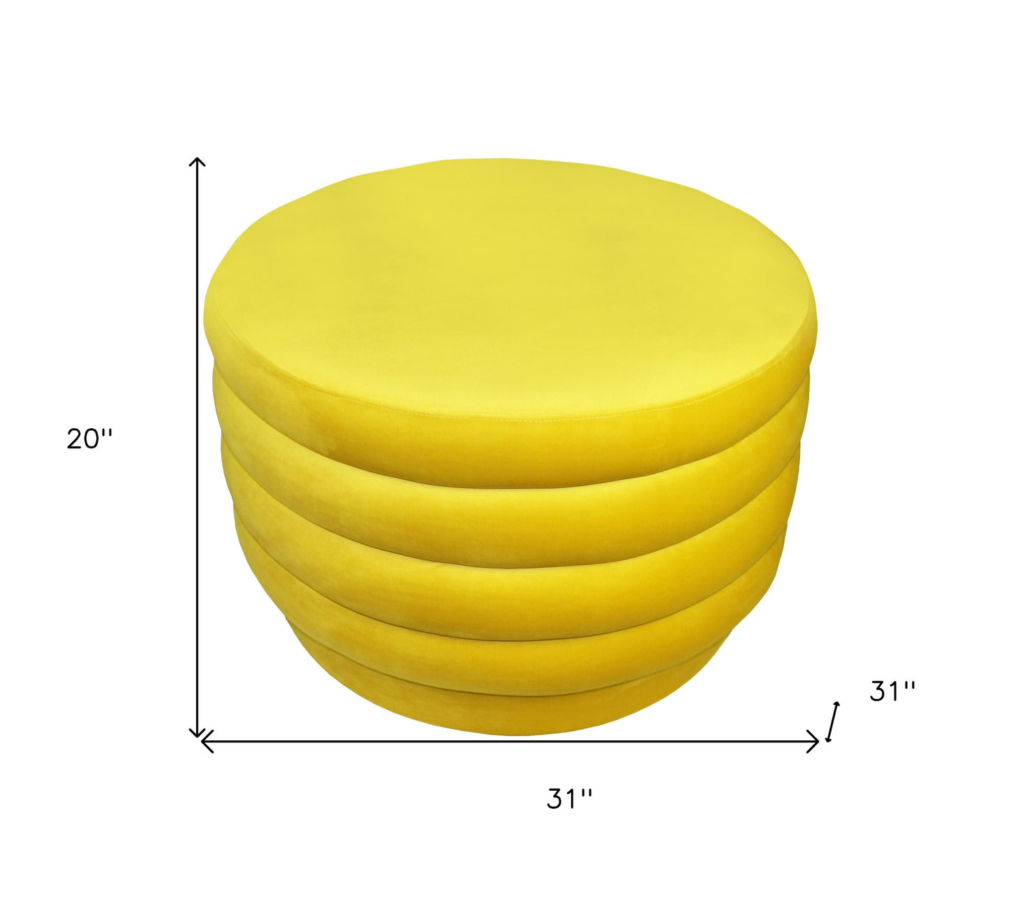 31" Yellow Velvet Tufted Round Cocktail Ottoman