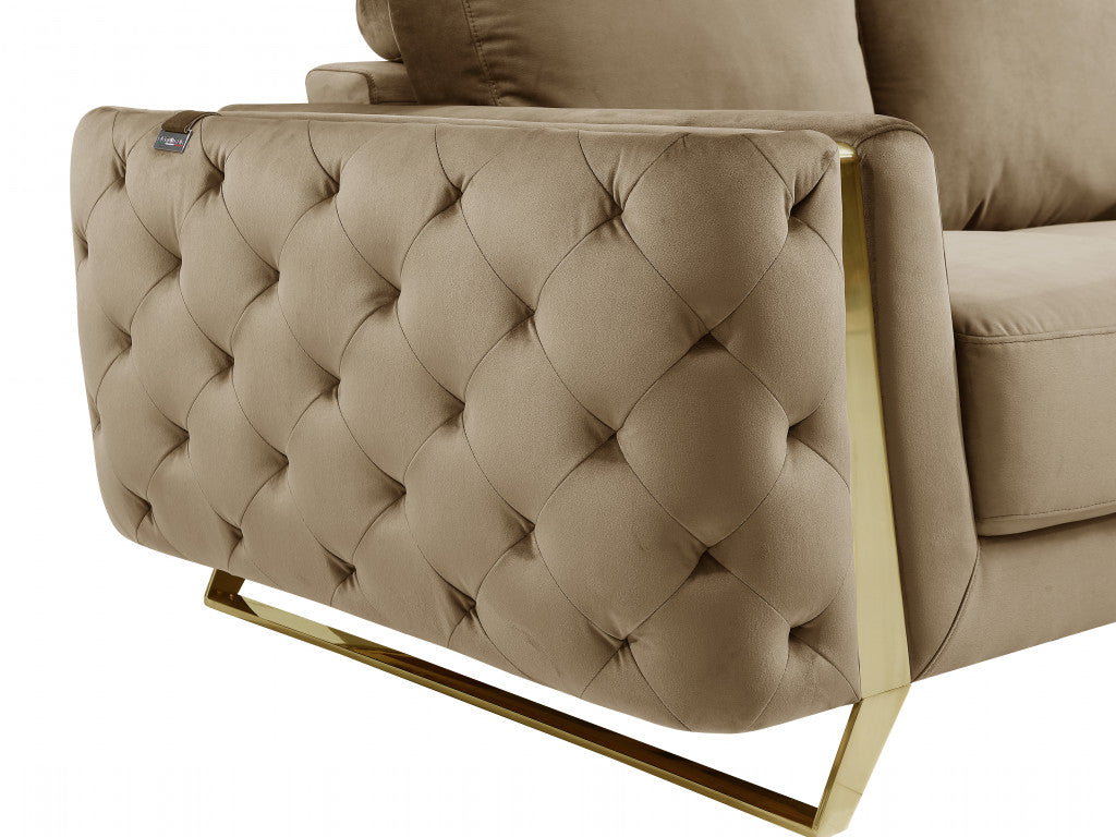 90" Beige And Silver Sofa