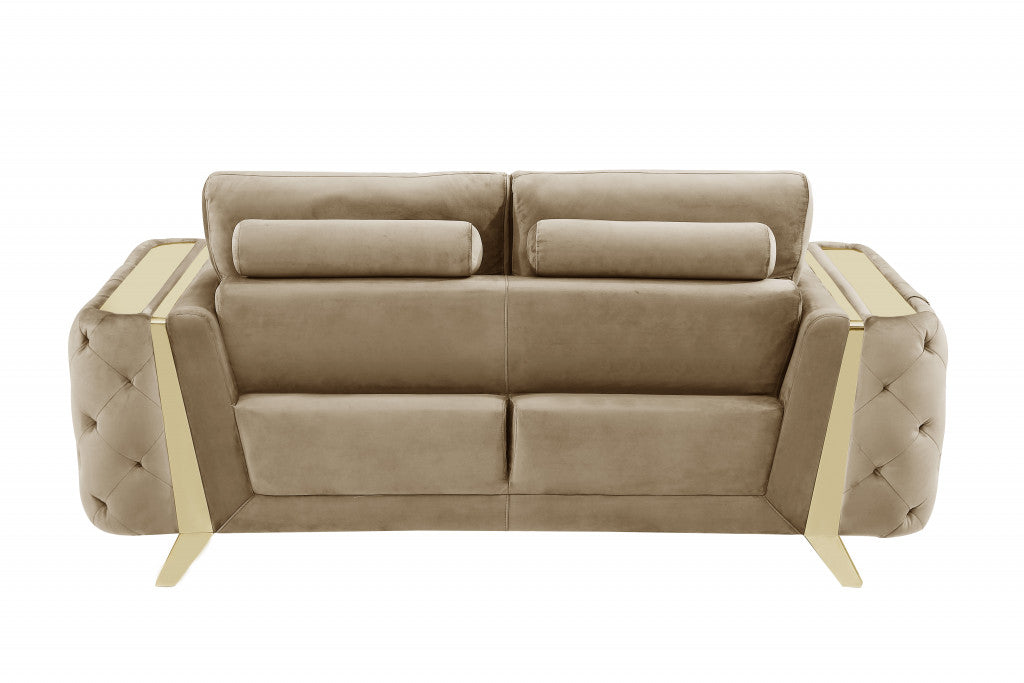 90" Beige And Silver Sofa