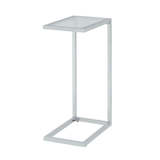 26" Chrome And Clear Glass End Table