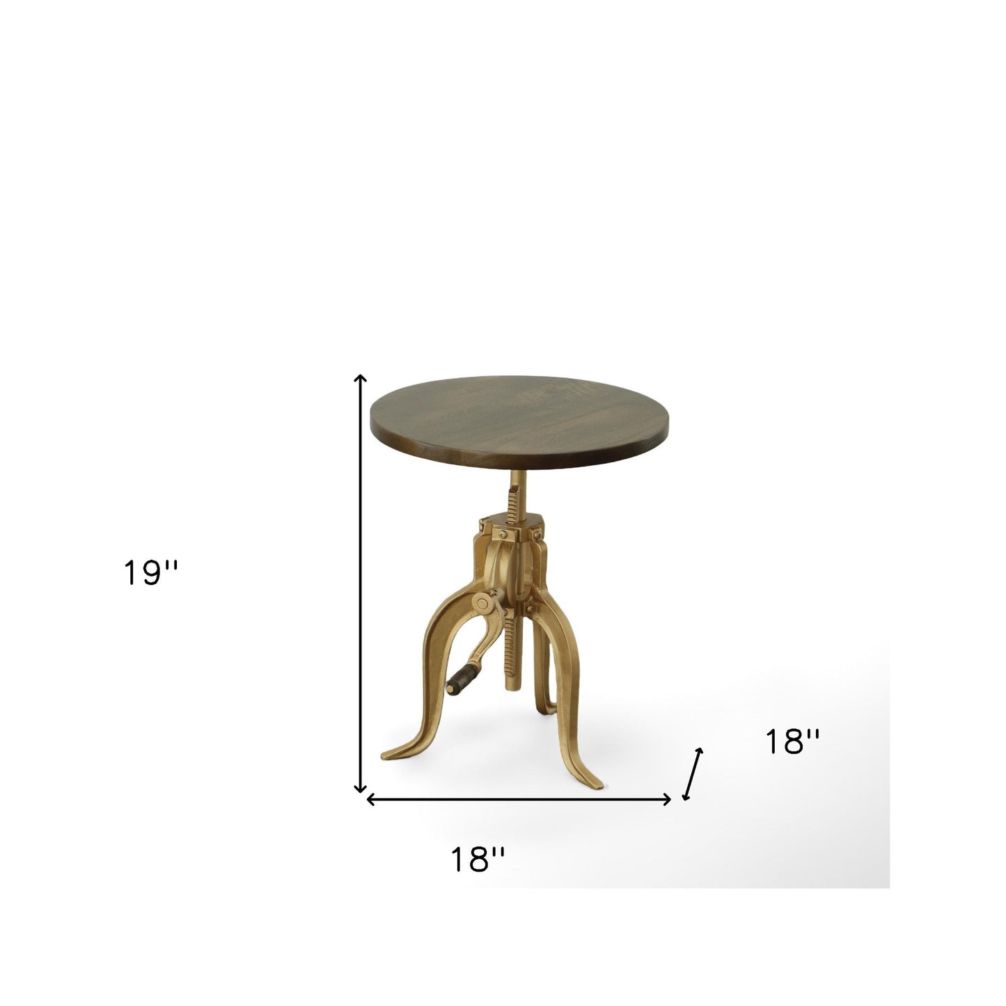 19" Gold And Elm Solid Wood Round End Table