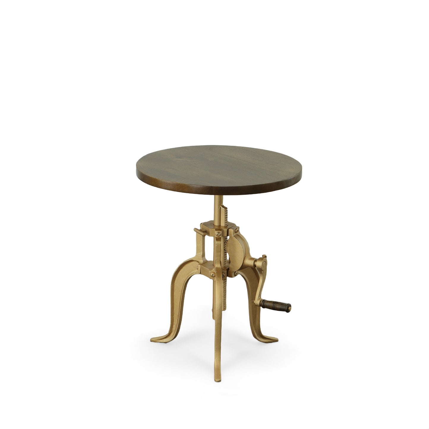 19" Gold And Elm Solid Wood Round End Table