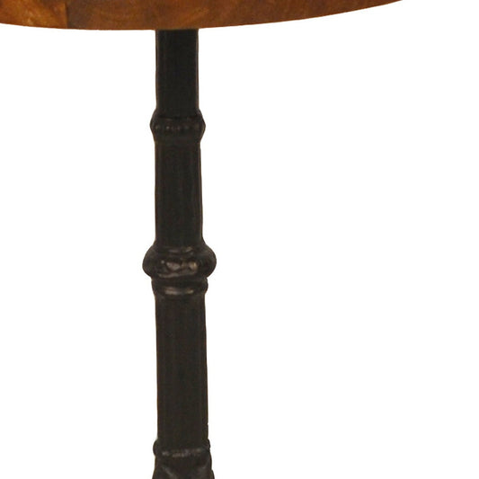 28" Black And Chestnut Solid Wood Round End Table