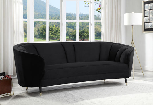 92" Black Velvet Sofa