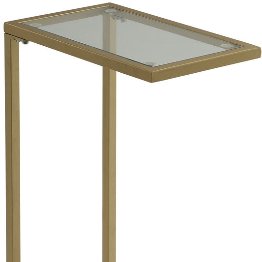 26" Gold And Clear Glass Rectangular End Table