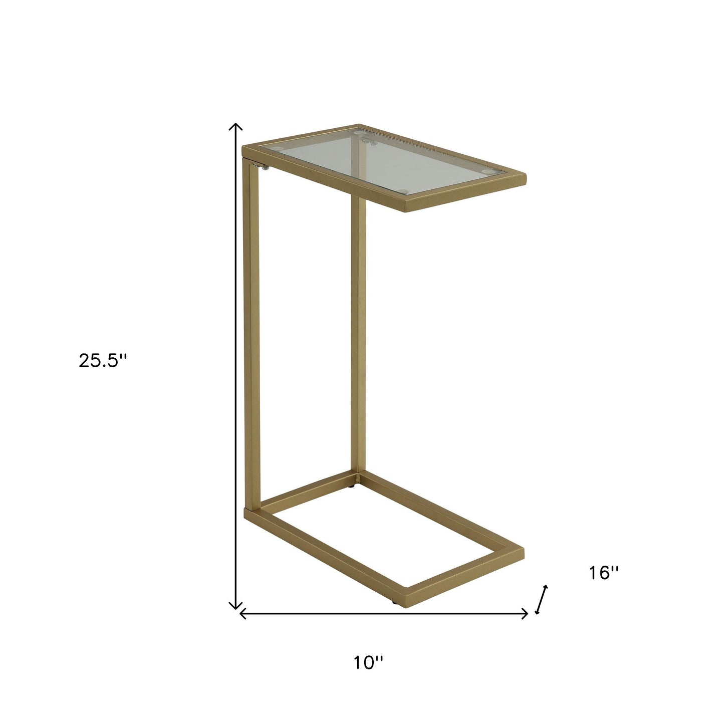 26" Gold And Clear Glass Rectangular End Table