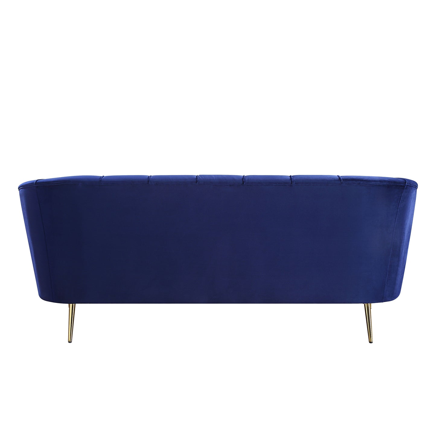 78" Blue Velvet And Gold Sofa