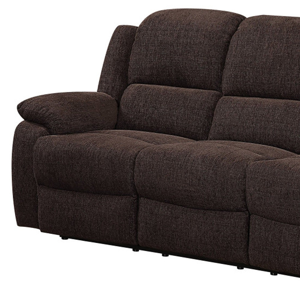 79" Brown And Black Chenille Reclining Sofa