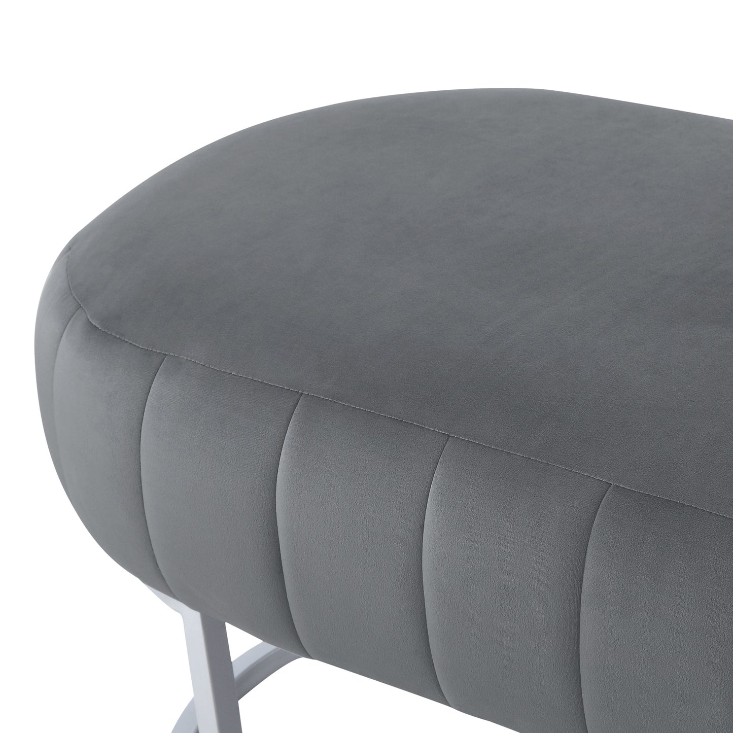 53" Gray Upholstered Velvet Bench